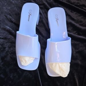 Forever 21 Blue Platform Slide Sandals Square Toe Size 7.5